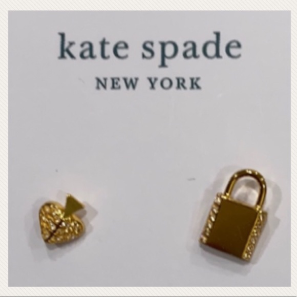 NWT Kate Spade Lock Spade stud earrings - Picture 3 of 9